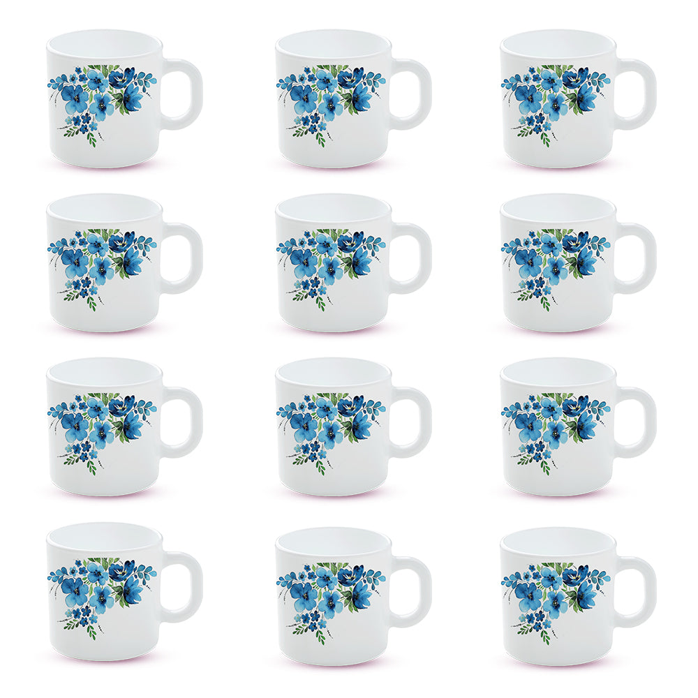 Larah by Borosil Pansy Mug Set 180 ml x 12