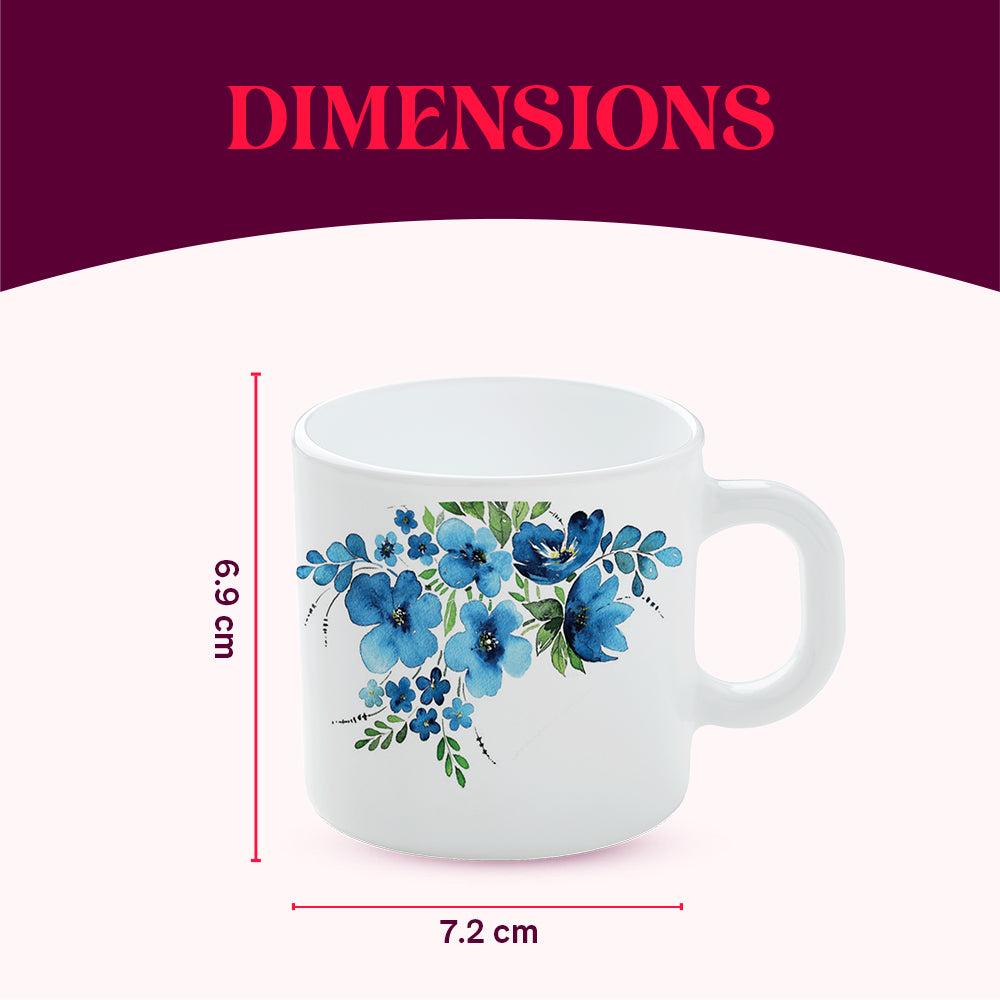 Larah by Borosil Pansy Mug Set 180 ml x 12