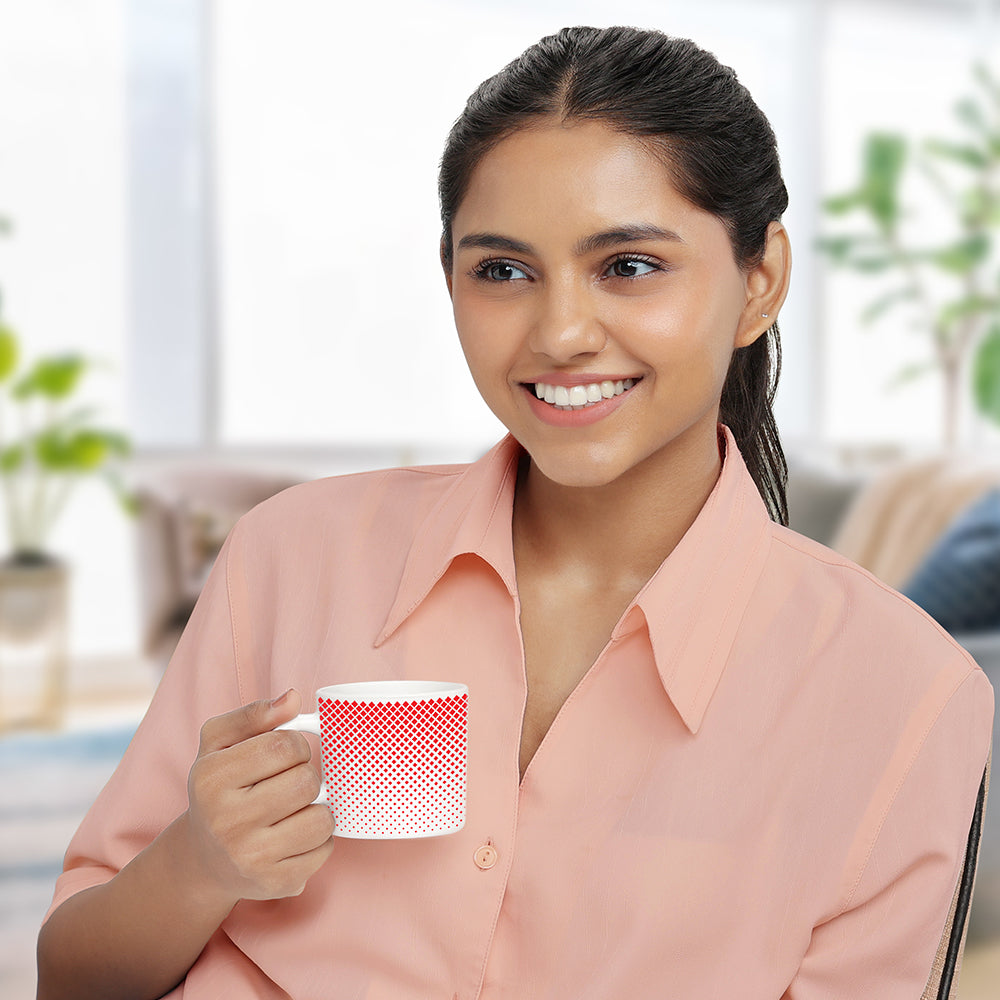 Larah by Borosil Ruby Pixel Mug Set 180 ml x 12