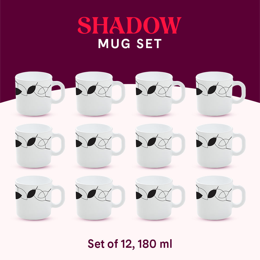 Larah by Borosil Shadow Mug Set 180 ml x 12