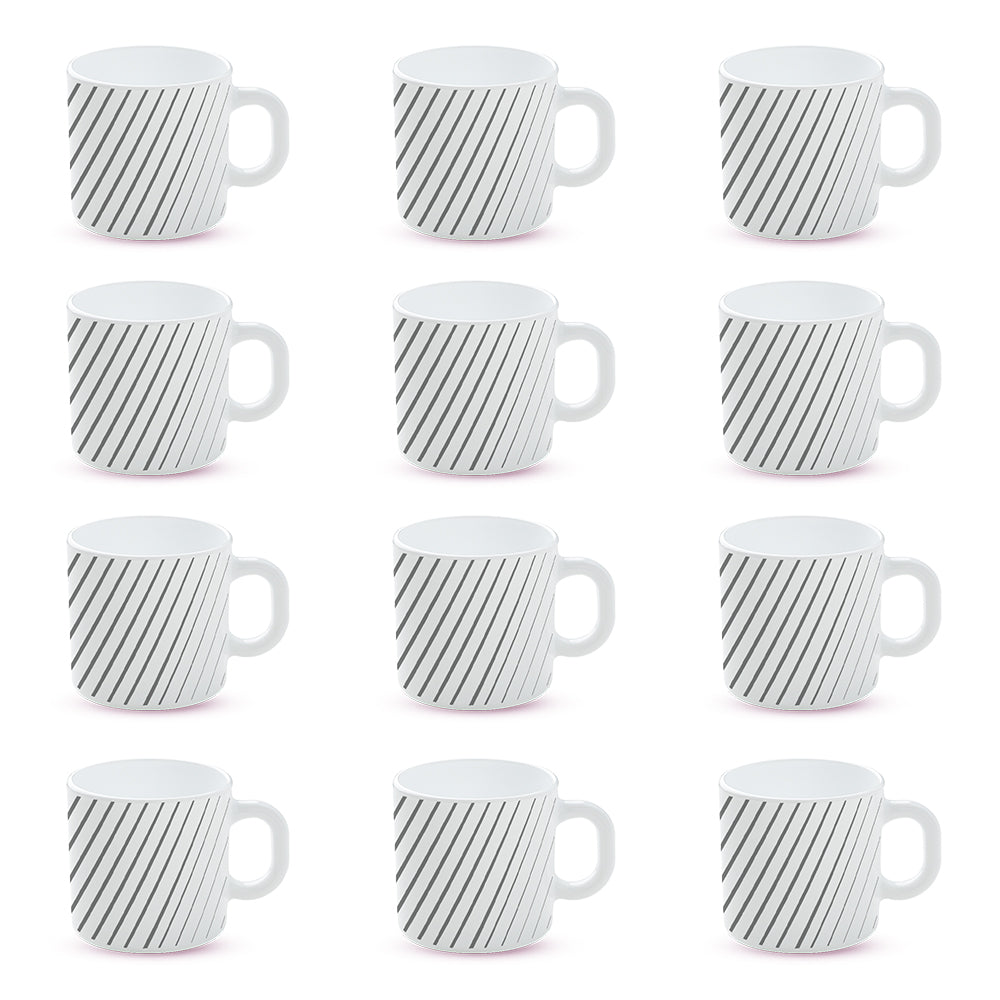 Larah by Borosil Silver Ray Mug Set 12 x 180 ml