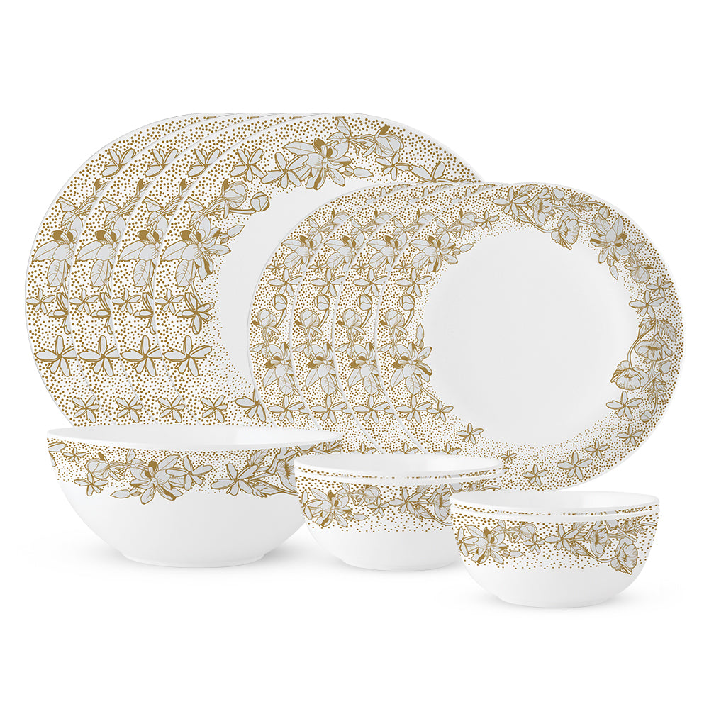 Larah by Borosil, Eden Green Dinner Set 13 pc Set: Serves 4