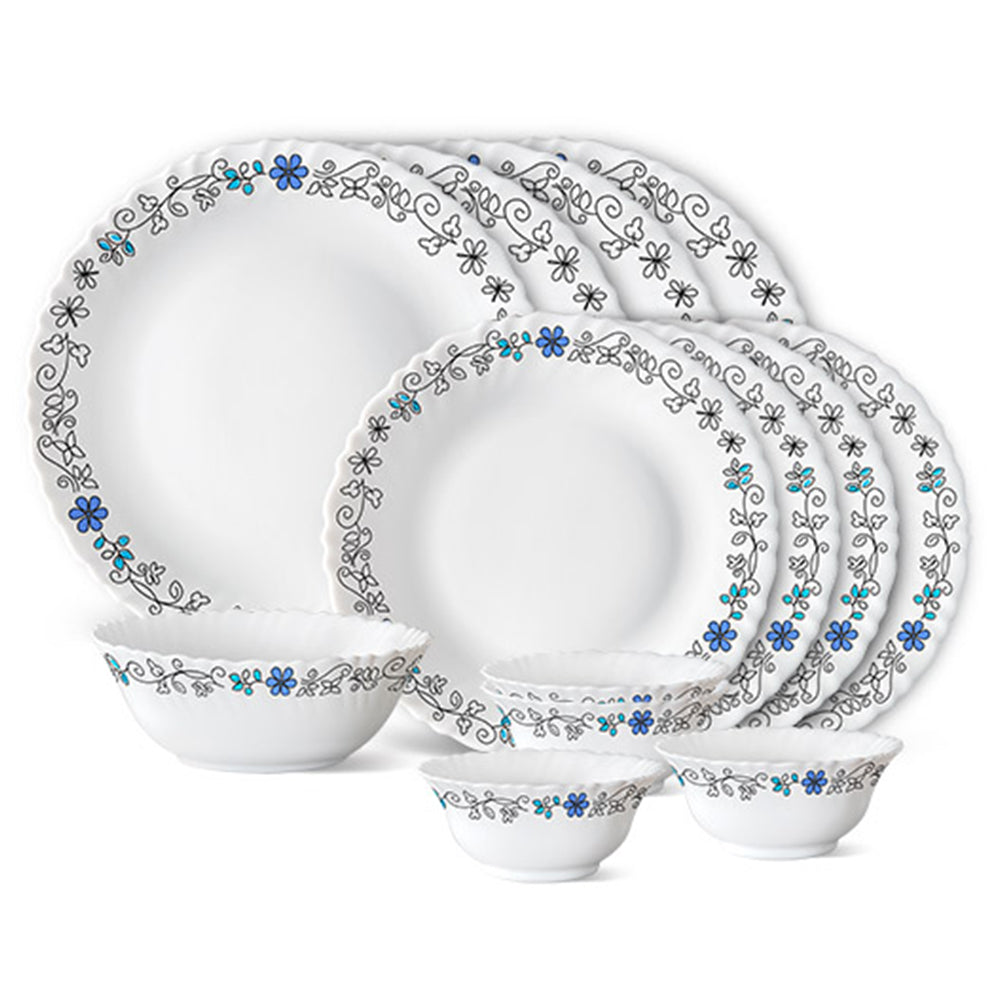 Larah by Borosil, Blue Iris Dinner Set 13 pc Set: Serves 4