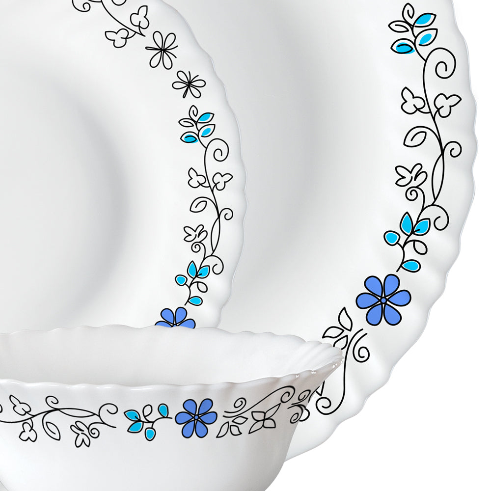 Larah by Borosil, Blue Iris Dinner Set 13 pc Set: Serves 4