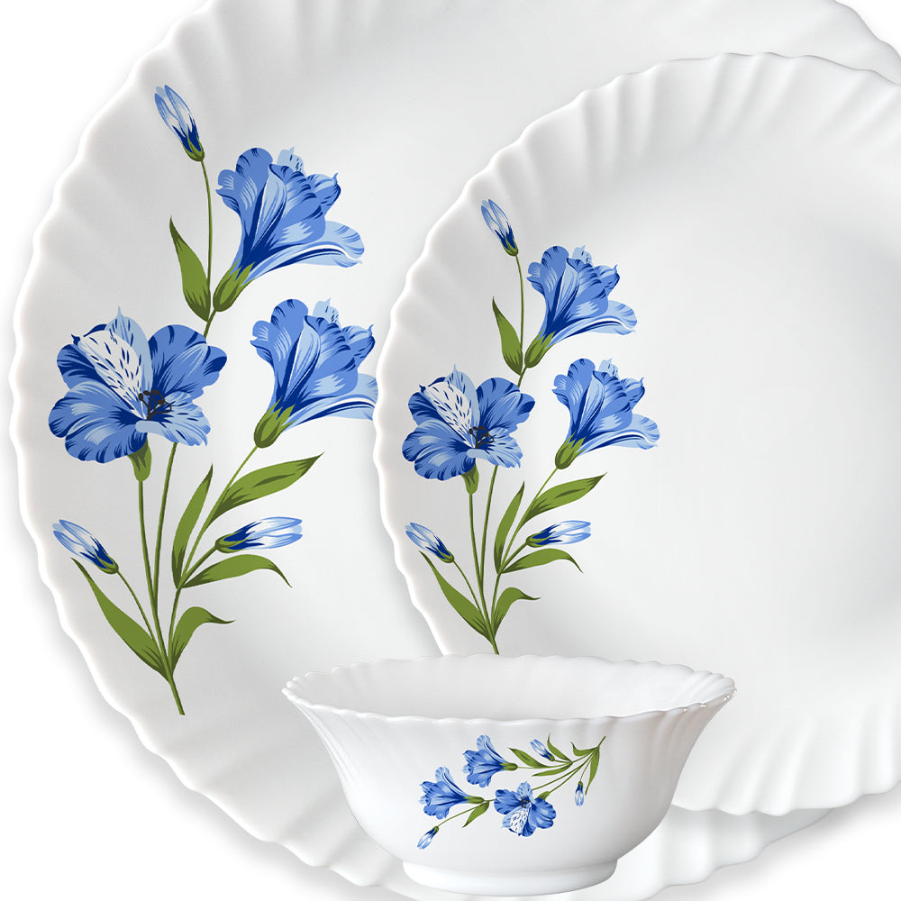 Larah by Borosil, Marina Blue Dinner Set 13 pc Set: Serves 4 (Option 2)