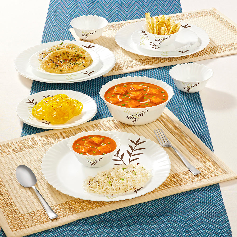 Larah by Borosil Oak Dinner Set 13 pc Set: Serves 4