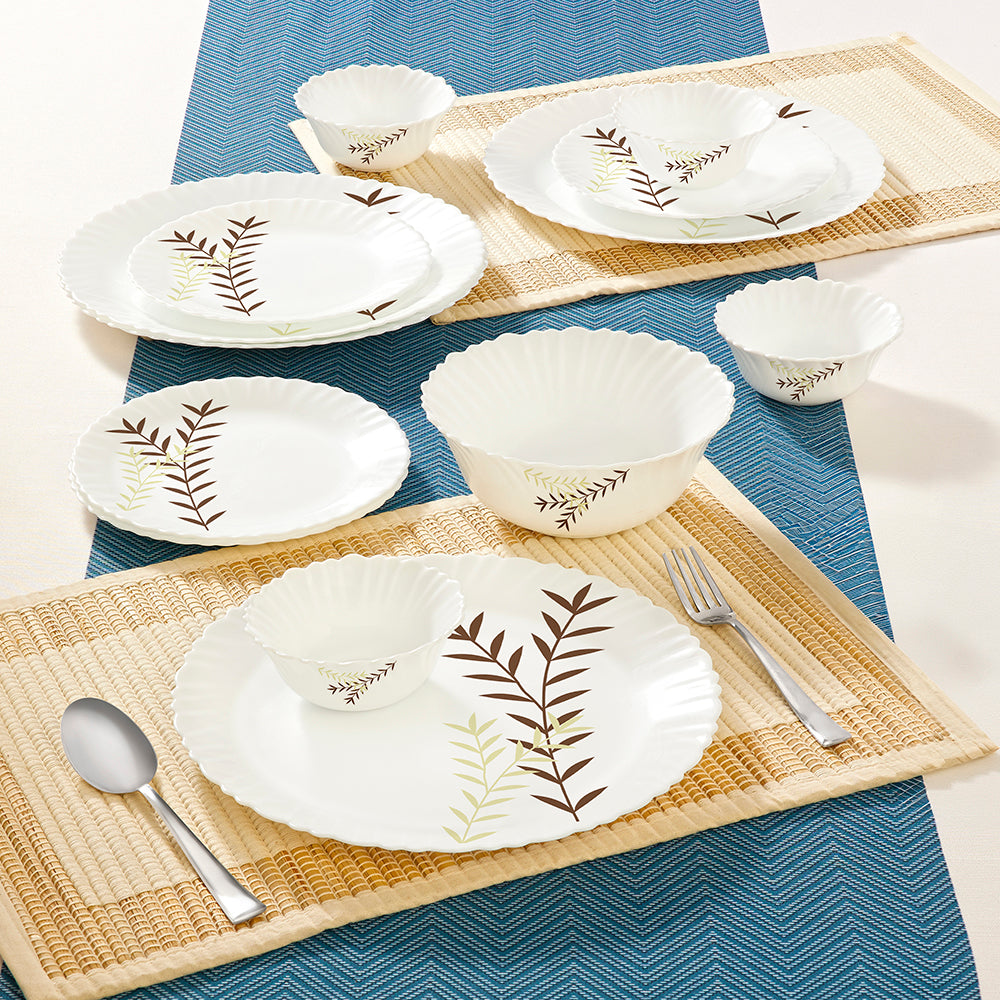 Larah by Borosil Oak Dinner Set 13 pc Set: Serves 4