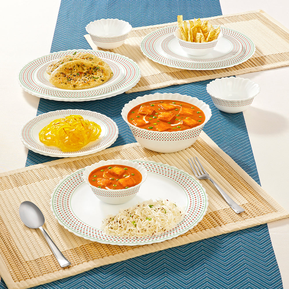 Larah by Borosil Waltz Dinner Set 13 pc Set: Serves 4