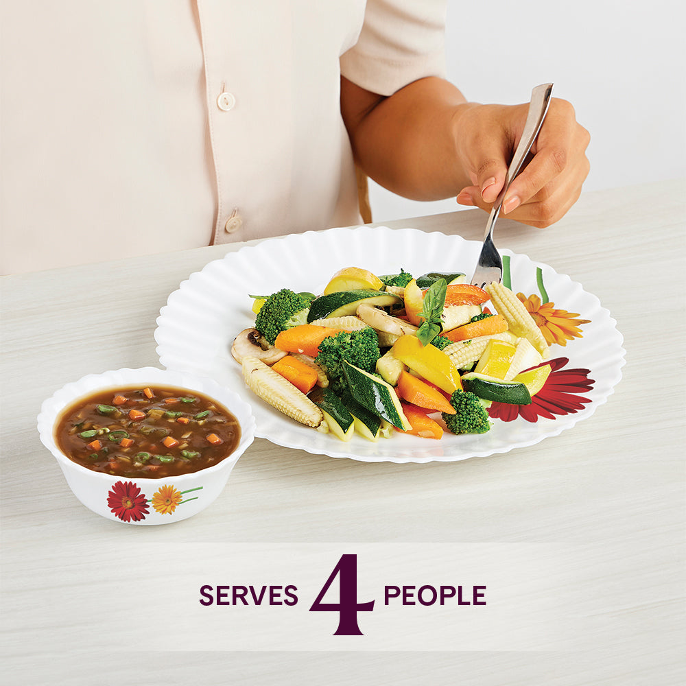 Larah by Borosil Zinnia Dinner Set 13 pc Set: Serves 4
