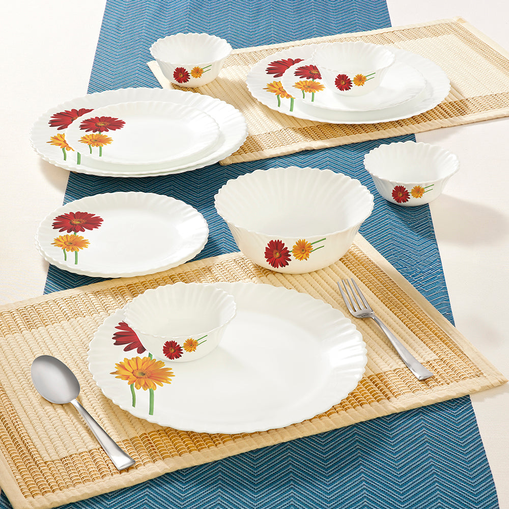 Larah by Borosil Zinnia Dinner Set 13 pc Set: Serves 4