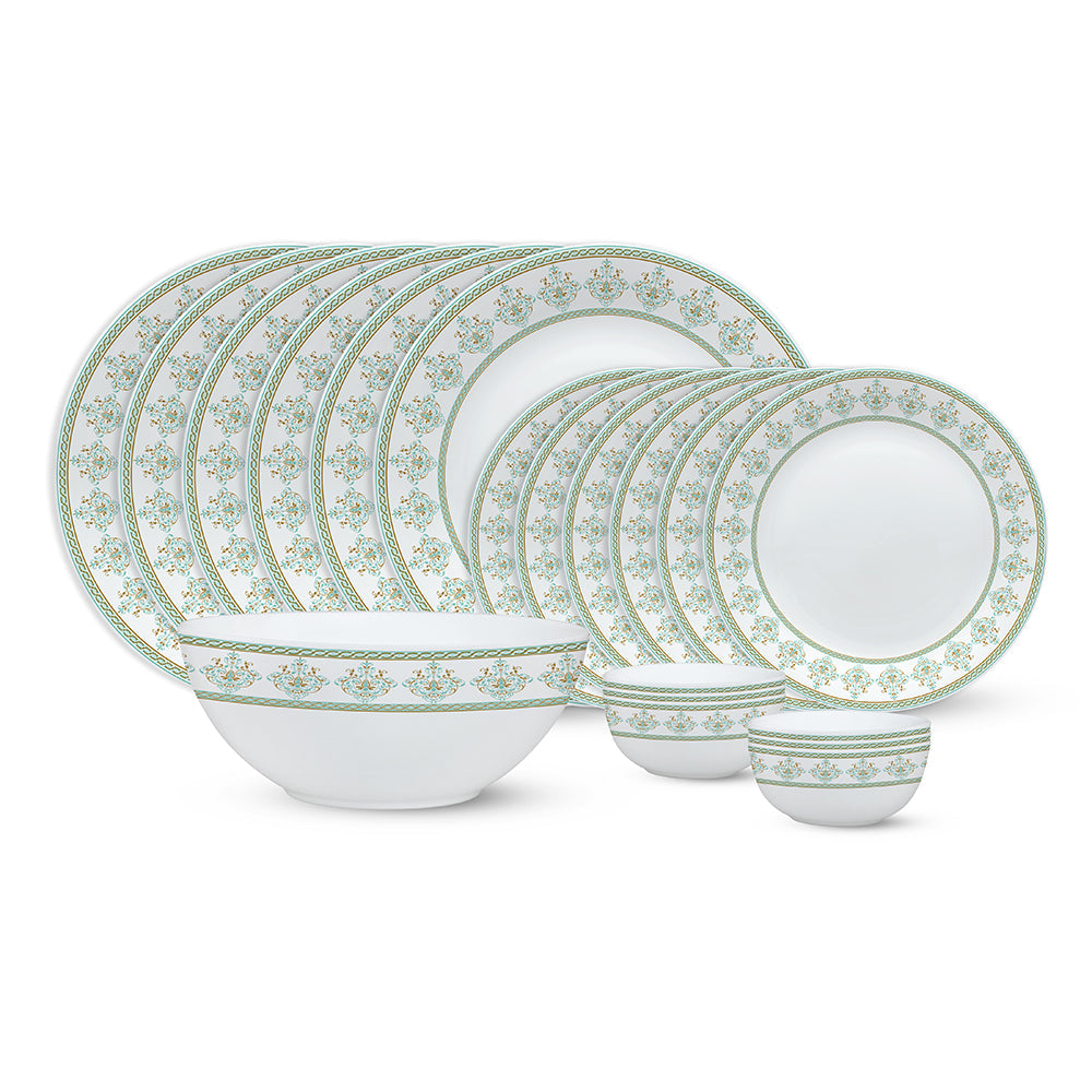 Larah by Borosil, Cyan Dinner Set, 19 pc