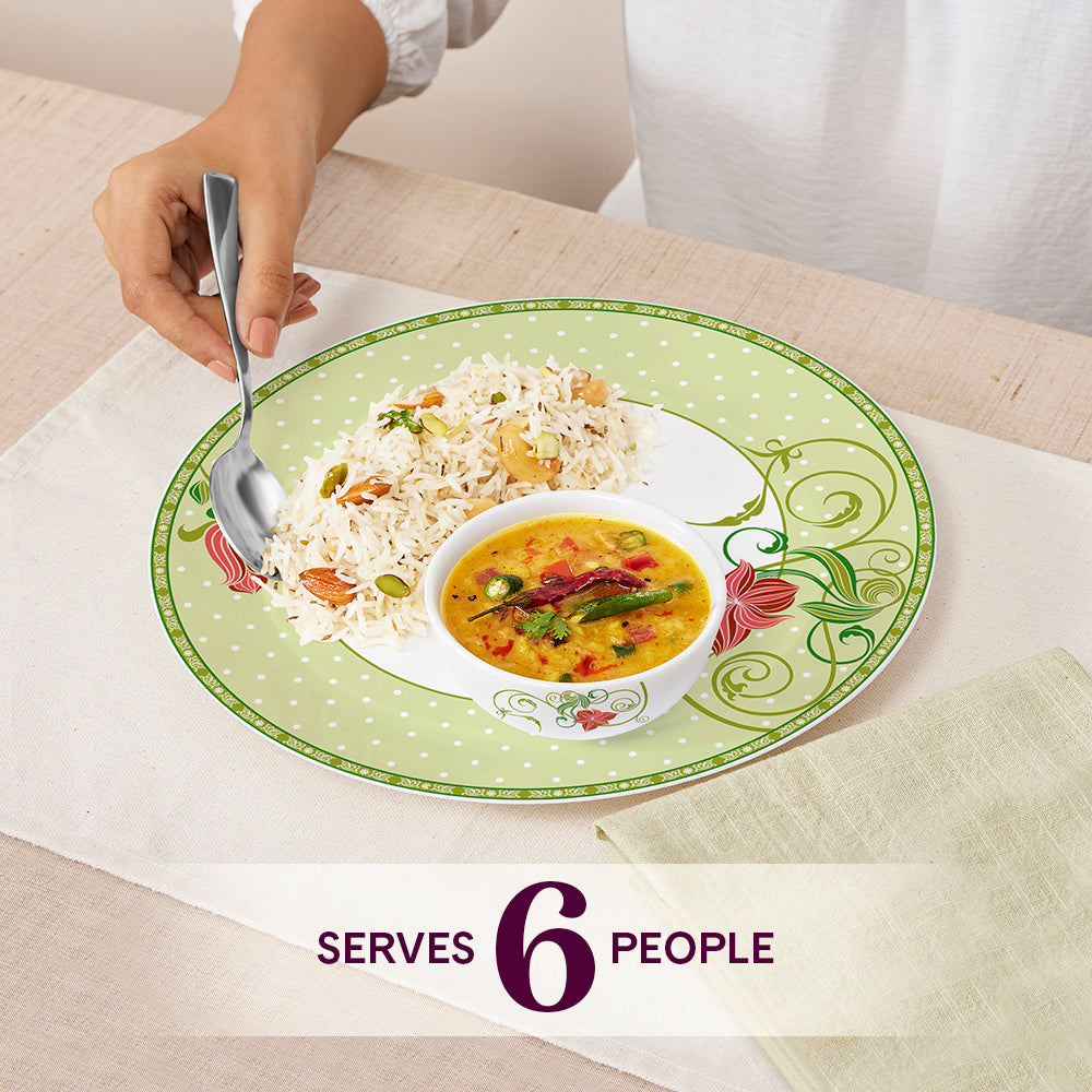 Larah by Borosil Emerald Dinner Set 19 pc Set: Serves 6