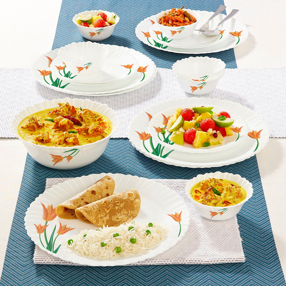 Larah by Borosil Firefly Dinner Set 19 pc Set: Serves 6