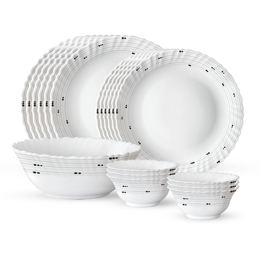 Larah by Borosil, Grey Cosmic Dinner Set 19 pc Set: Serves 6