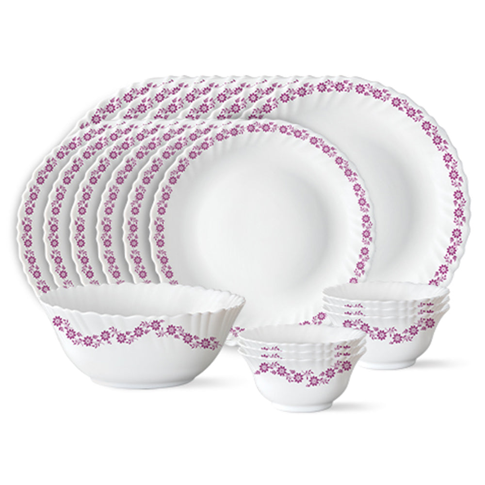 Larah by Borosil, Lilac Dinner Set 19 pc Set: Serves 6