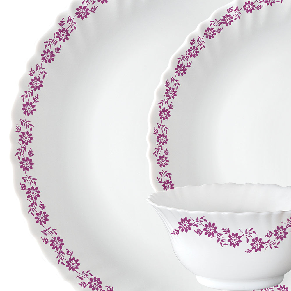 Larah by Borosil, Lilac Dinner Set 19 pc Set: Serves 6