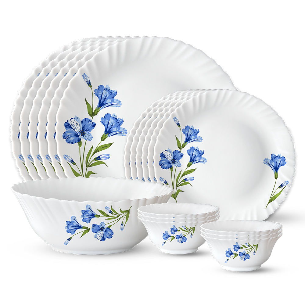 Larah by Borosil, Marina Blue Dinner Set 19 pc Set: Serves 6