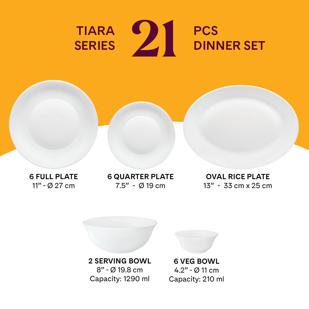 Larah by Borosil, Zoya Dinner Set 19 pc Set: Serves 6