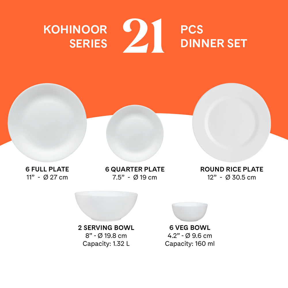 Larah by Borosil, Corsica Dinner Set, 21 pc
