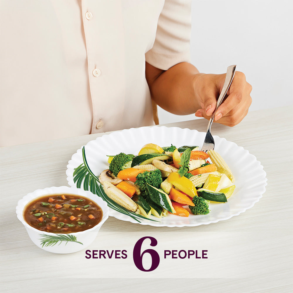 Larah by Borosil Crescent Dinner Set 21 pc Set: Serves 6