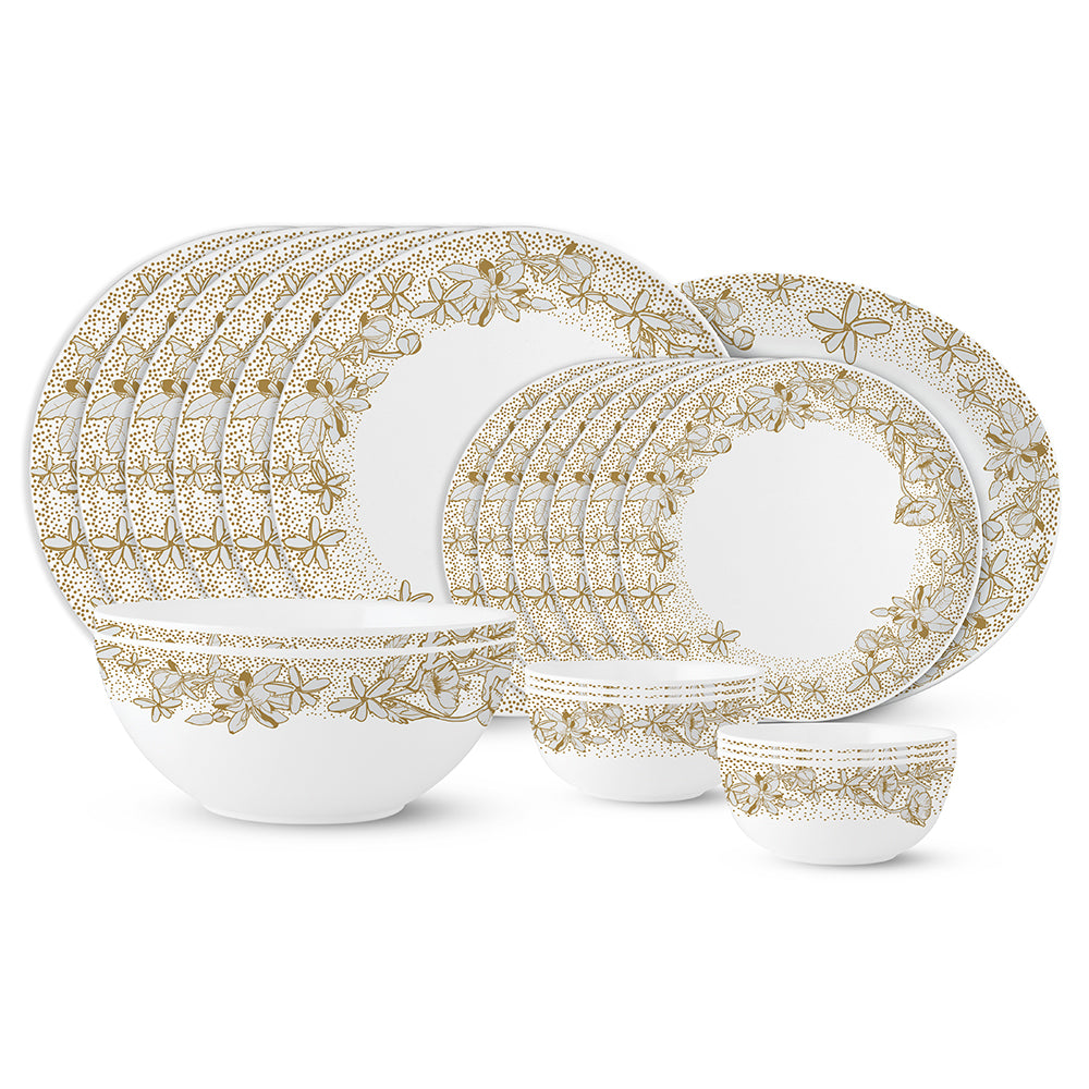 Larah by Borosil, Eden Green Dinner Set 21 pc Set: Serves 6