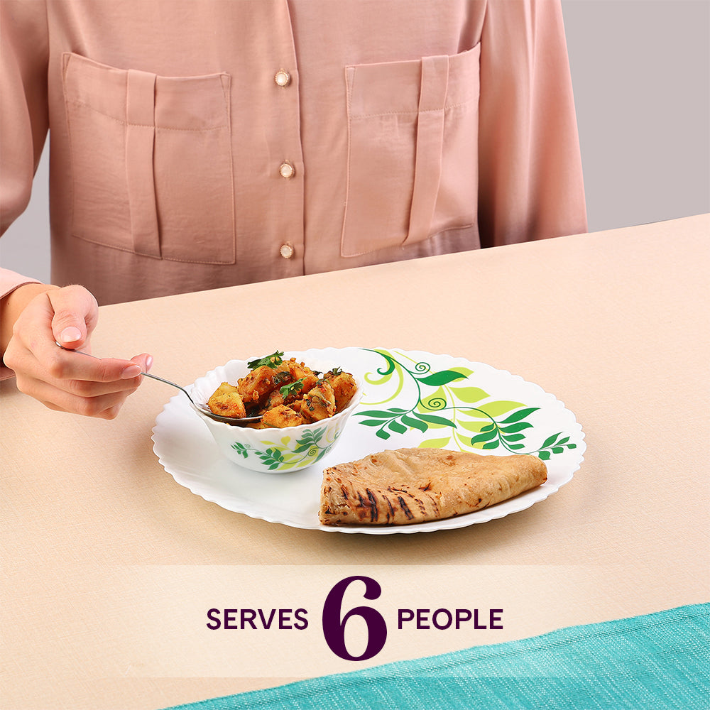 Larah by Borosil Fern Dinner Set 21 pc Set: Serves 6