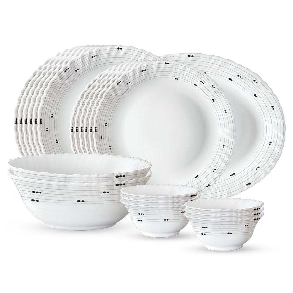 Larah by Borosil, Grey Cosmic Dinner Set 21 pc Set: Serves 6