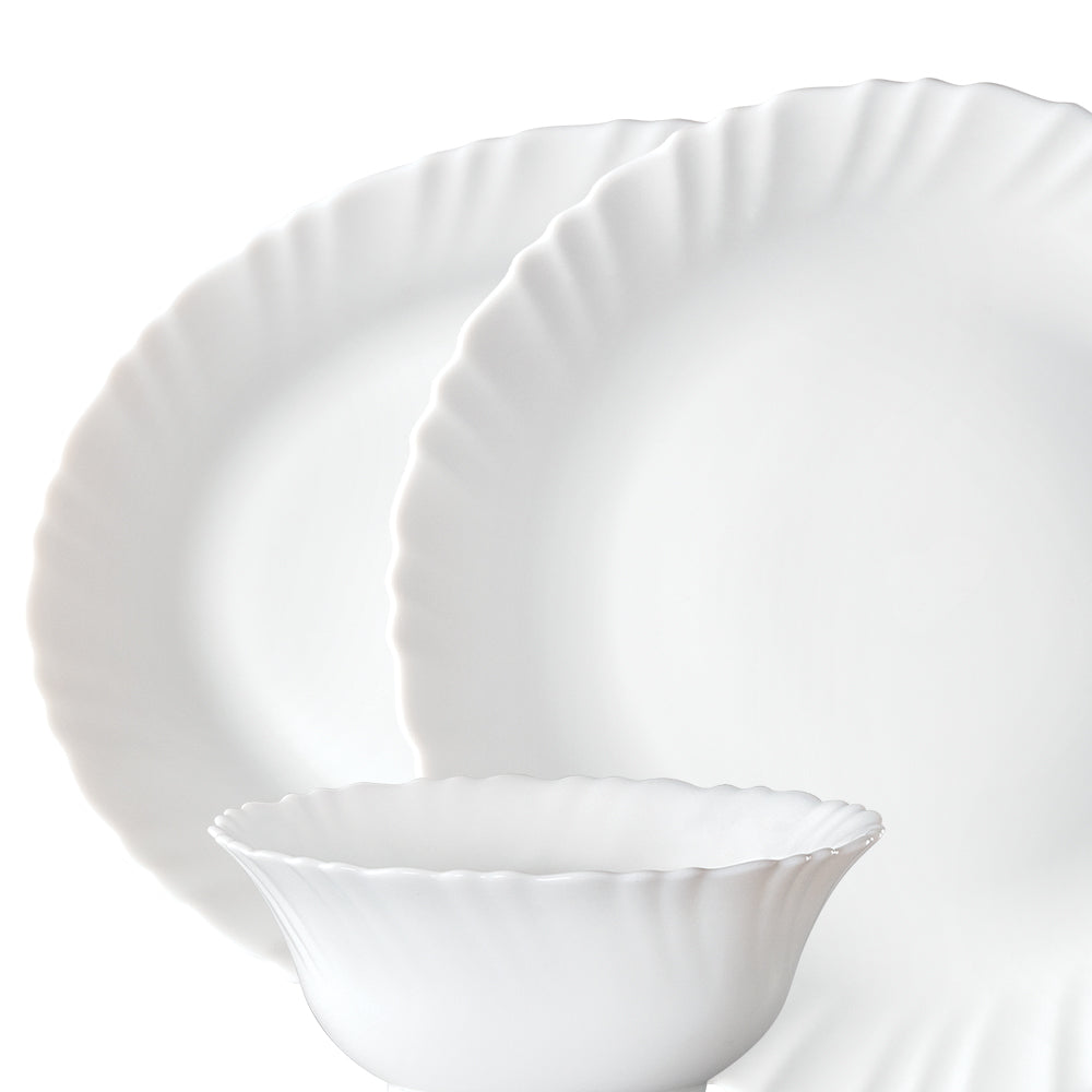 Larah by Borosil, Snow Dinner Set 21 pc Set: Serves 6