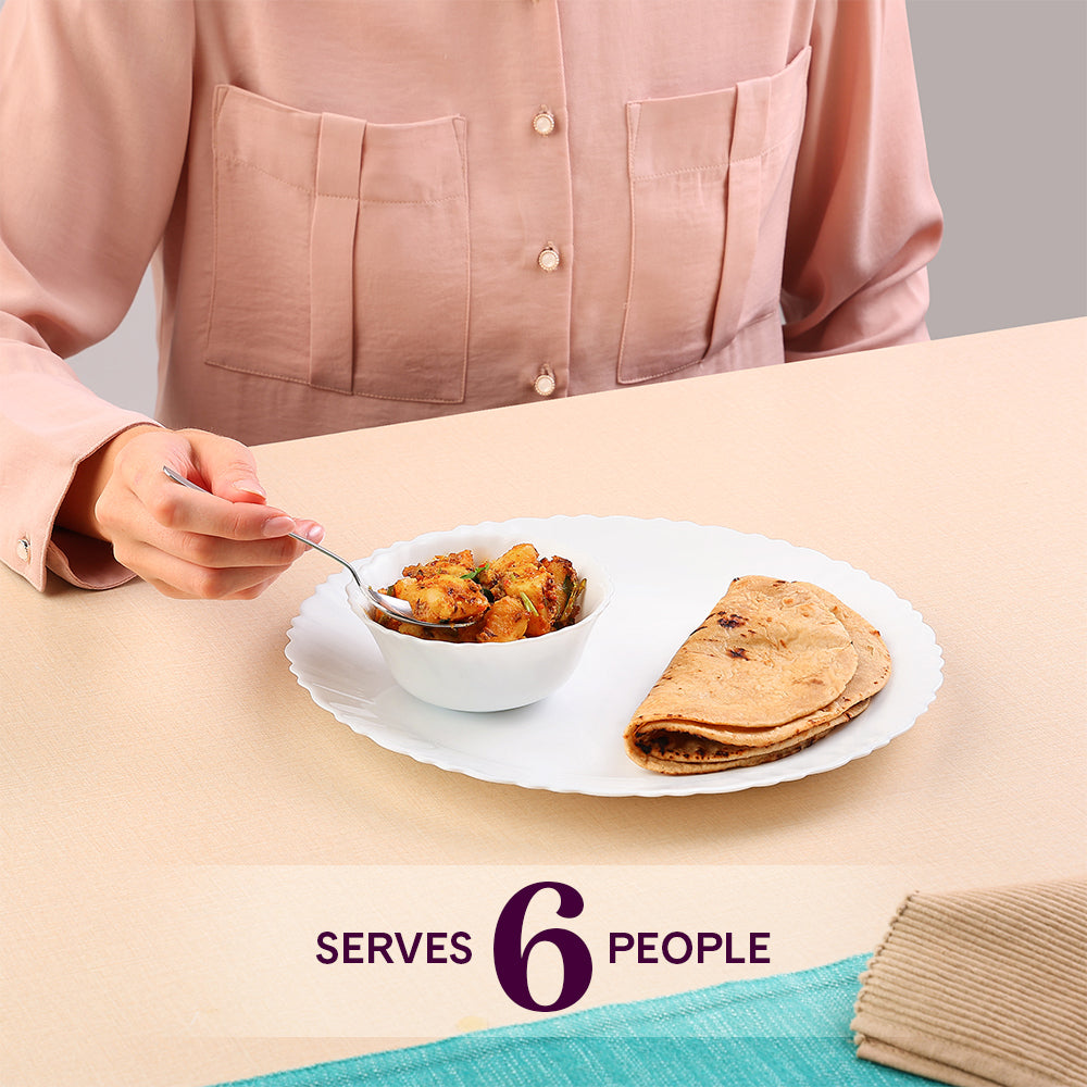 Larah by Borosil, Snow Dinner Set 21 pc Set: Serves 6