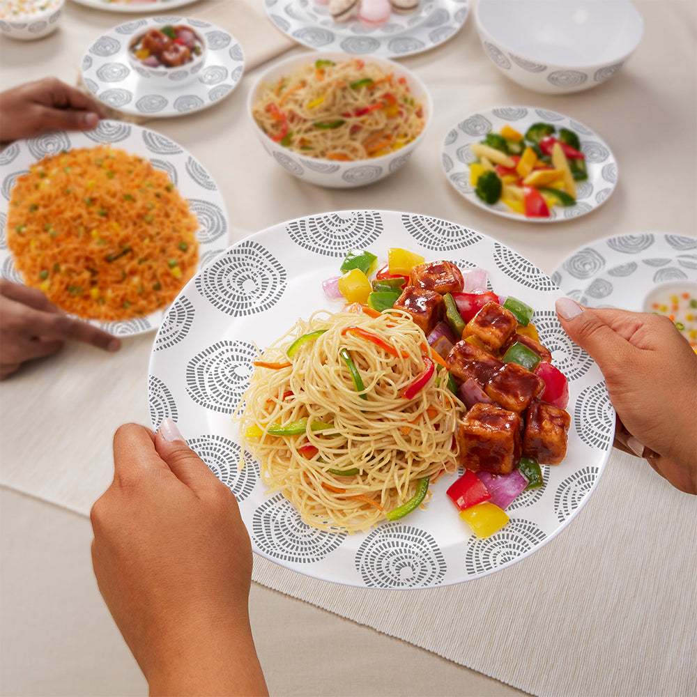 Larah by Borosil Moonbeam Dinner Set 21 pc Set: Serves 6