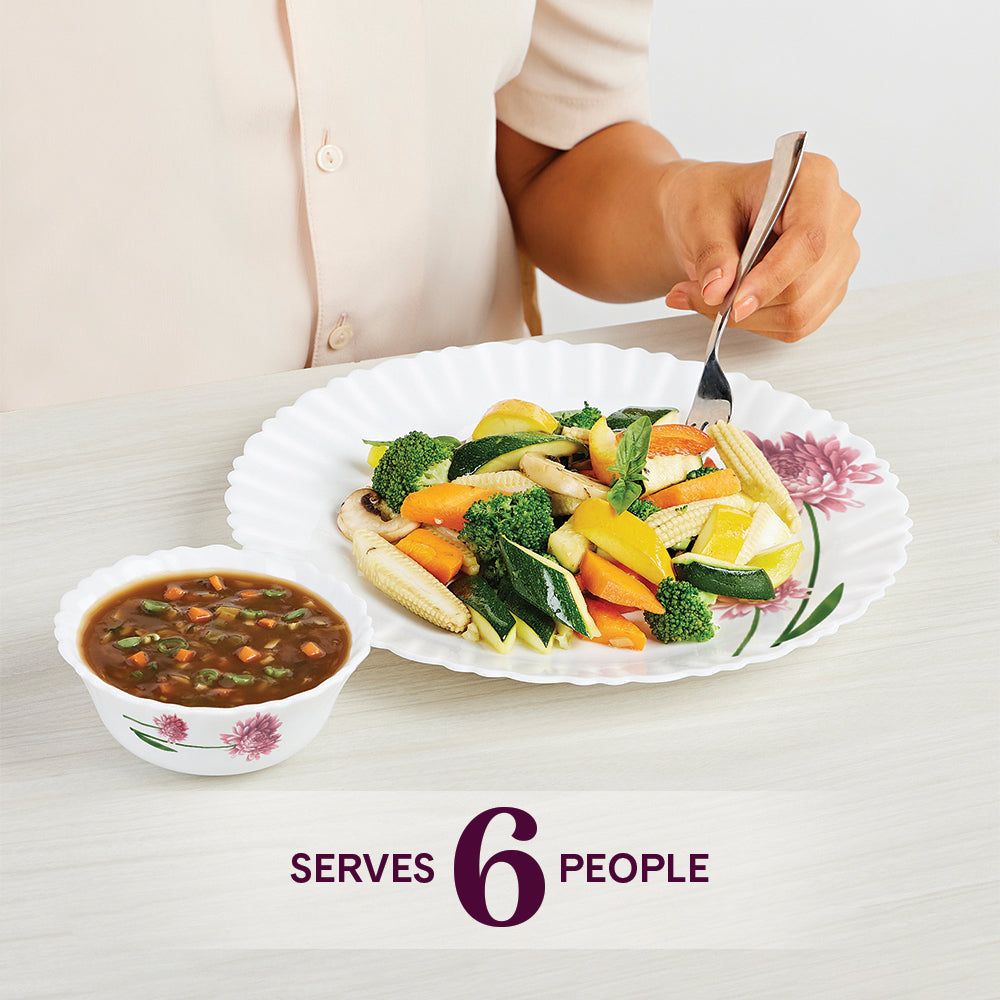Larah by Borosil Nargis Dinner Set 21 pc Set: Serves 6 (Option 1)