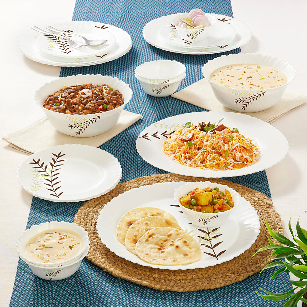 Larah by Borosil Oak Dinner Set 21 pc Set: Serves 6 (Option 1)