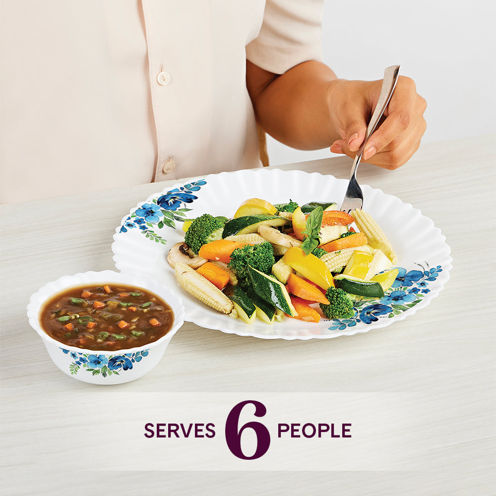 Larah by Borosil Pansy Dinner Set 21 pc Set: Serves 6 (Option 1)