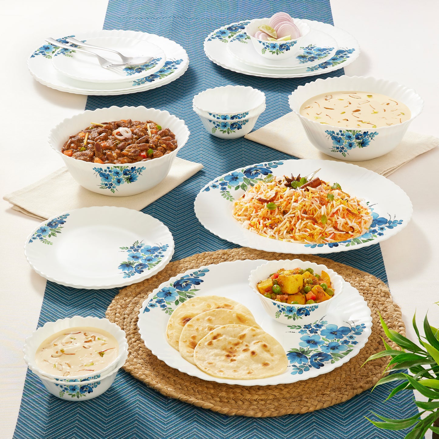 Larah by Borosil Pansy Dinner Set 21 pc Set: Serves 6 (Option 1)