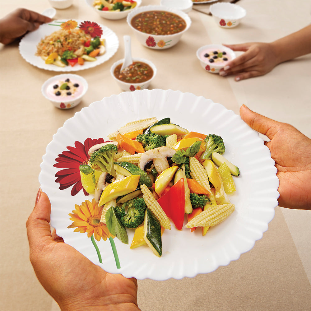 Larah by Borosil Zinnia Dinner Set 21 pc Set: Serves 6