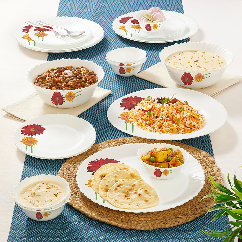Larah by Borosil Zinnia Dinner Set 21 pc Set: Serves 6