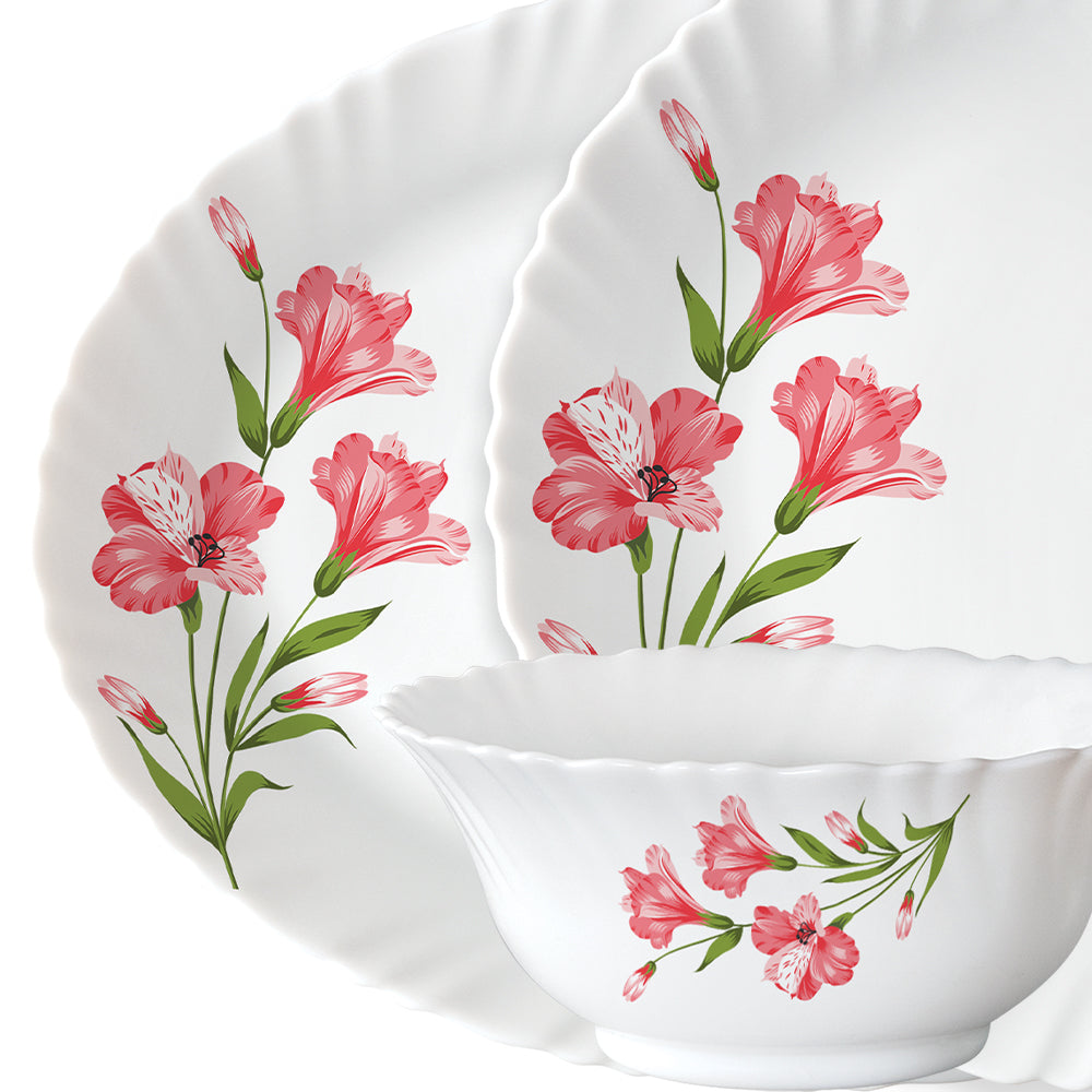 Larah by Borosil, Marina Peach Dinner Set 21 pc Set: Serves 6 (Option 3)