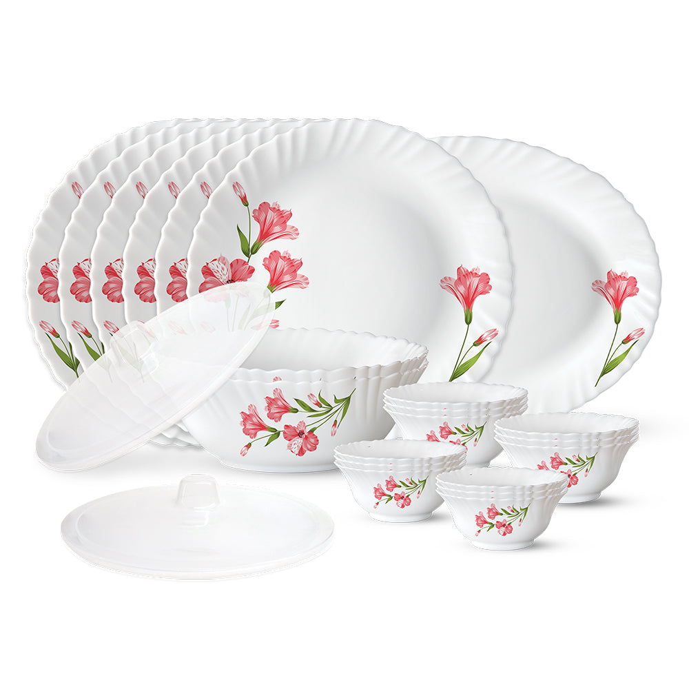 Larah by Borosil, Marina Peach Dinner Set 23 pc Set: Serves 6 (Option 2)