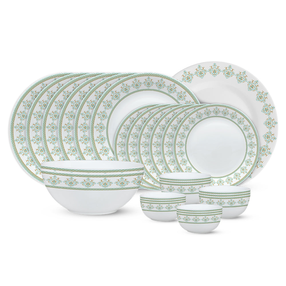 Larah by Borosil, Cyan Dinner Set 27 pc Set: Serves 6