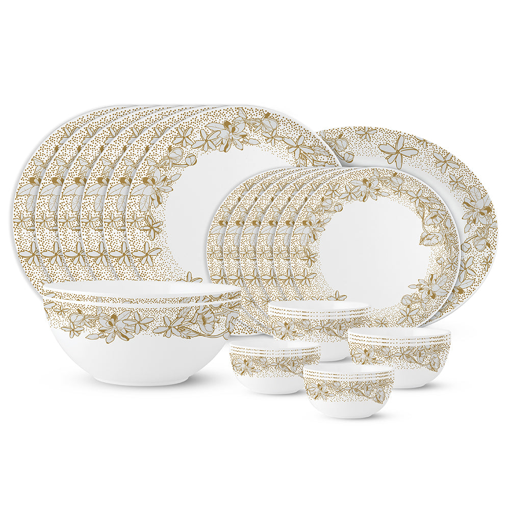 Larah by Borosil, Eden Green Dinner Set 27 pc Set: Serves 6