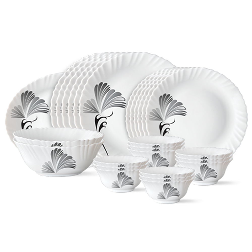 Larah by Borosil, Feather Dinner Set 27 pc Set: Serves 6