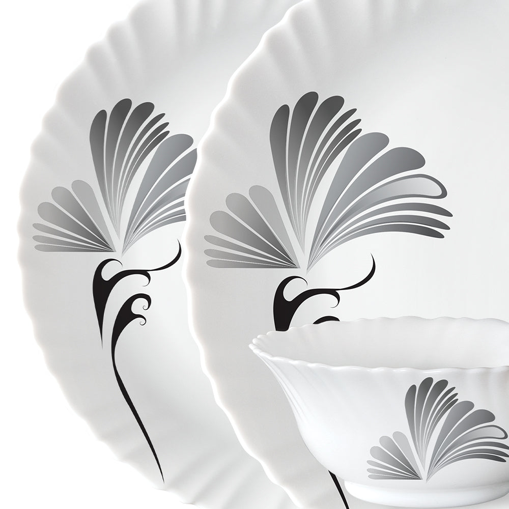 Larah by Borosil, Feather Dinner Set 27 pc Set: Serves 6