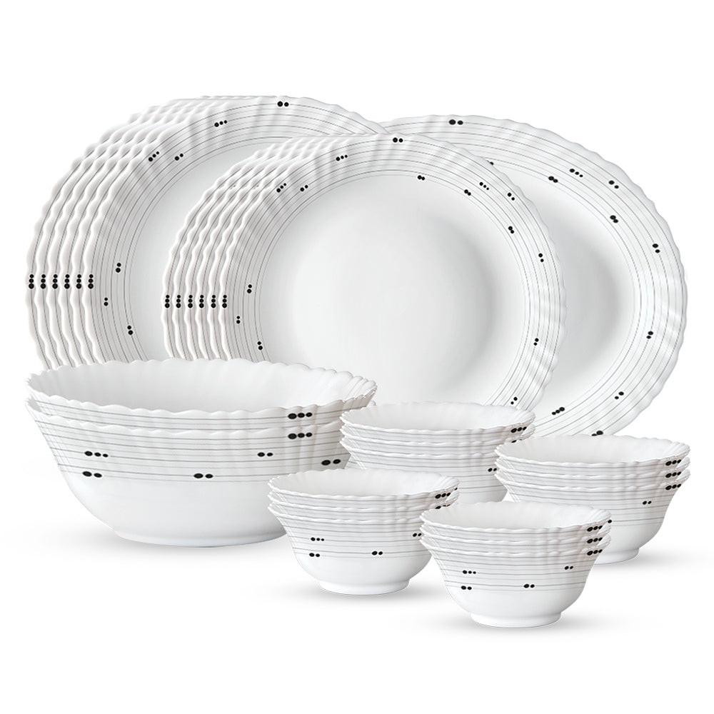 Larah by Borosil, Grey Cosmic Dinner Set 27 pc Set: Serves 6