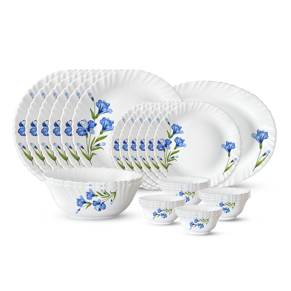 Larah by Borosil, Marina Blue Dinner Set 27 pc Set: Serves 6