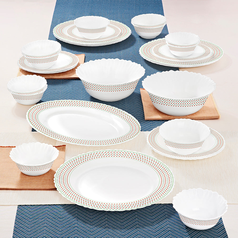 Larah by Borosil Waltz Dinner Set 27 pc Set: Serves 6