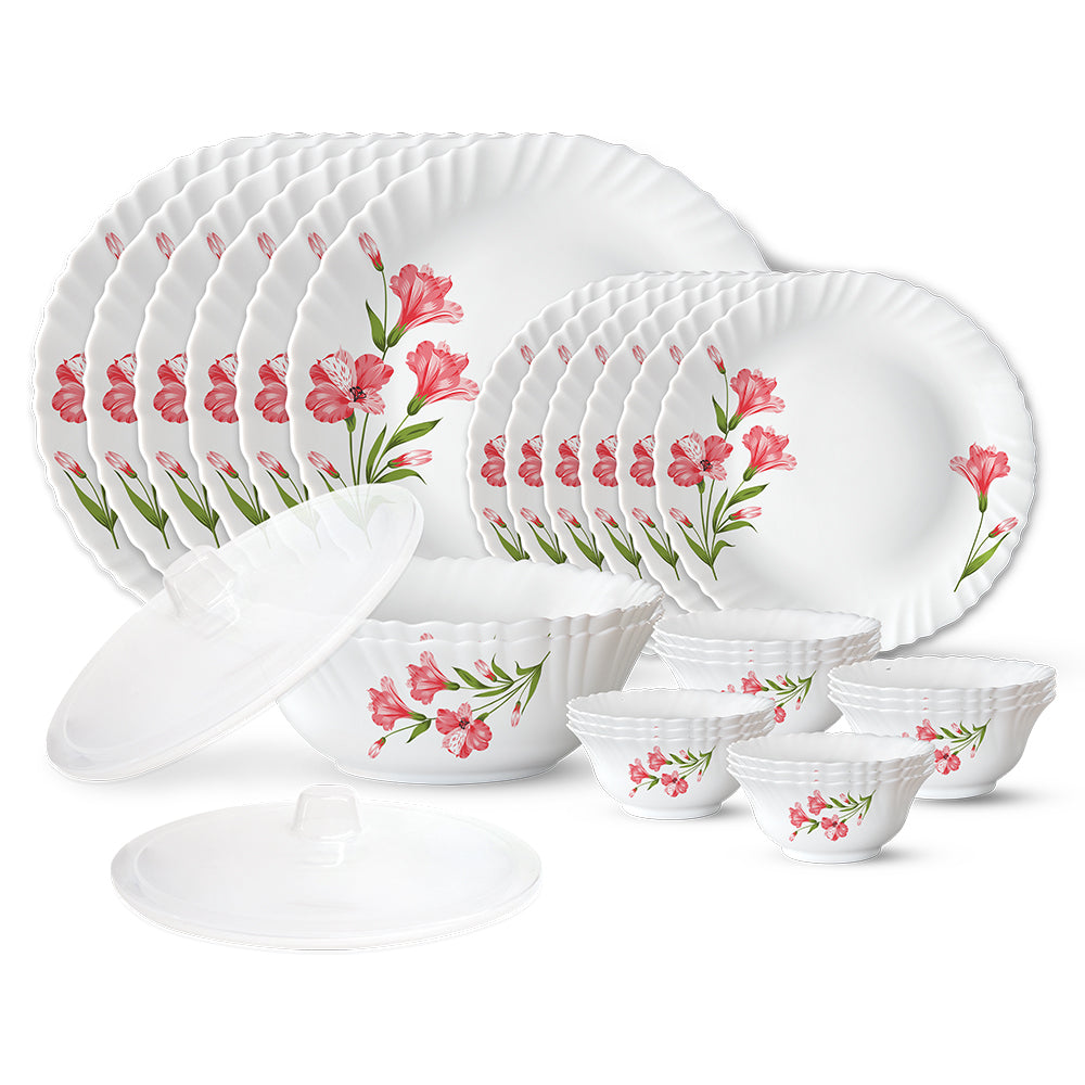 Larah by Borosil, Marina Peach Dinner Set 28 pc Set: Serves 6