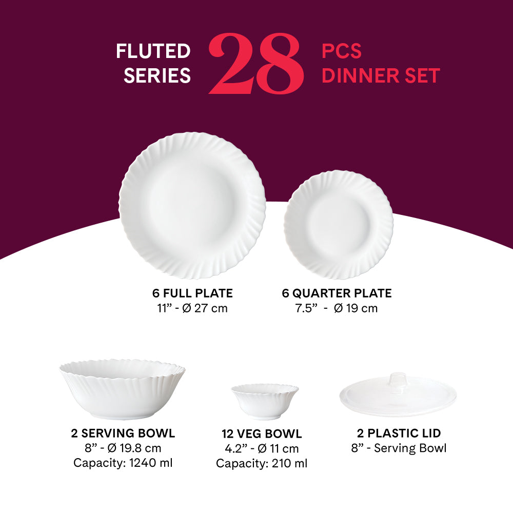 Larah by Borosil, Persia Dinner Set 28 pc Set: Serves 6