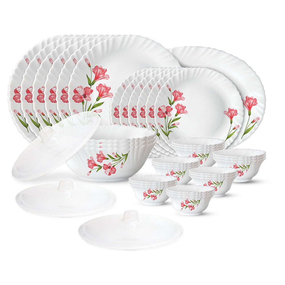 Larah by Borosil, Marina Peach Dinner Set 31 pc Set: Serves 6