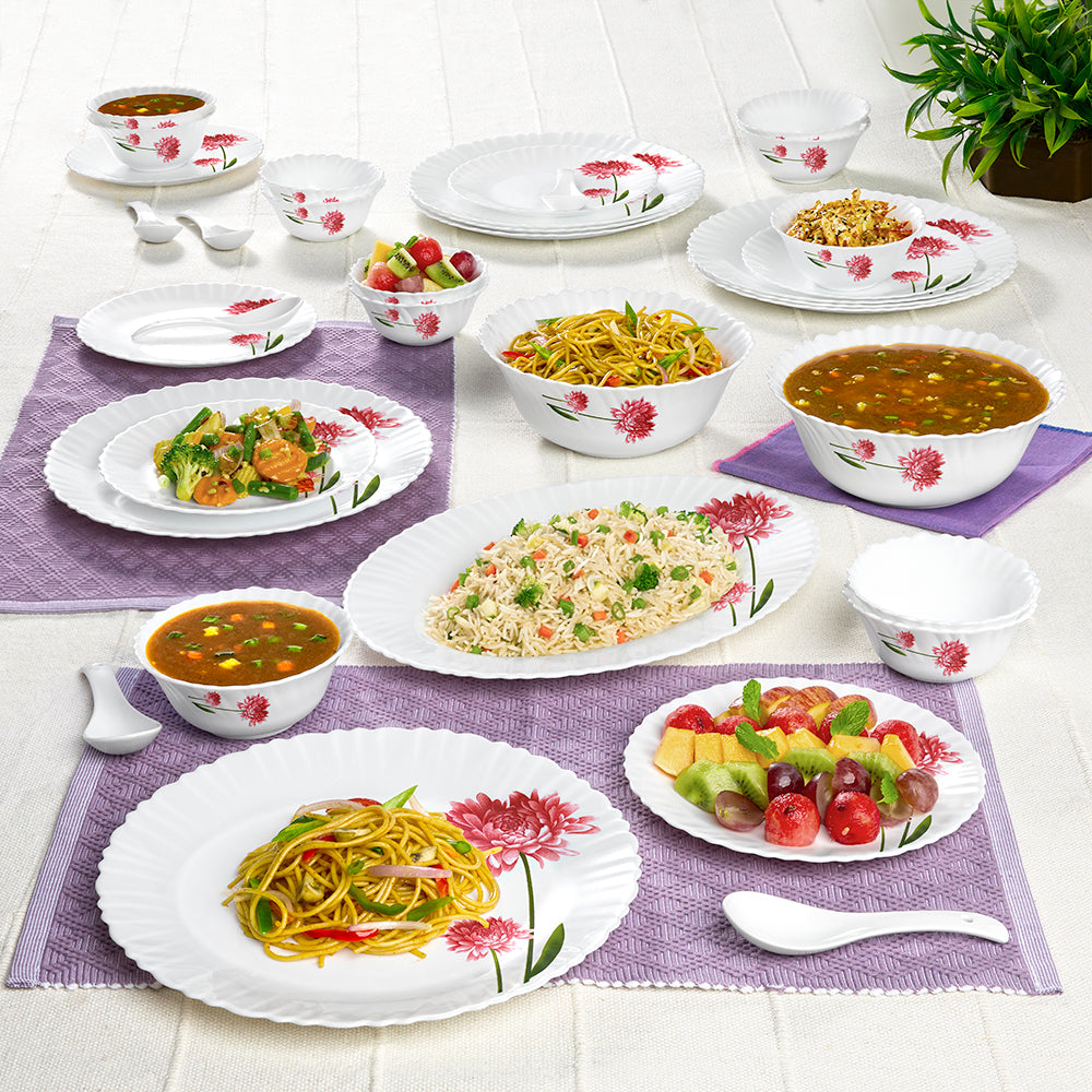 Larah by Borosil Belle Dinner Set 33 pc Set: Serves 6