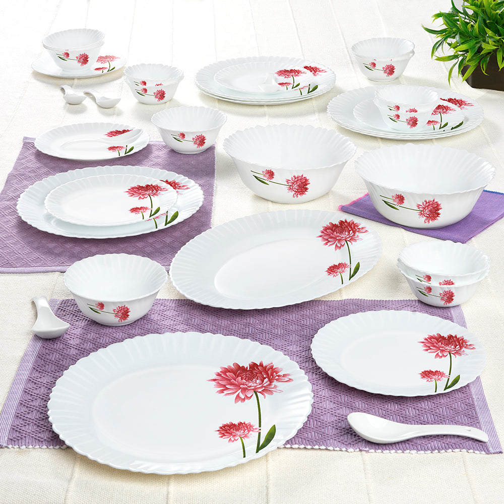 Larah by Borosil Belle Dinner Set 33 pc Set: Serves 6